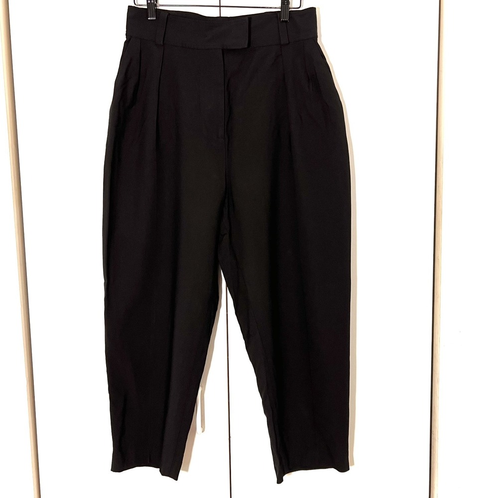 ba&sh BASH Dress Pants Women 8 Black High Waisted Pleated Tapered Work Trousers